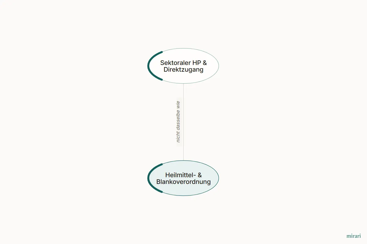 Ausschnitt aus der Starter-Map Chronischer Schmerz – vom Gewebe zum System: Heilmittel- & Blankoverordnung und die direkt verbundenen Knoten