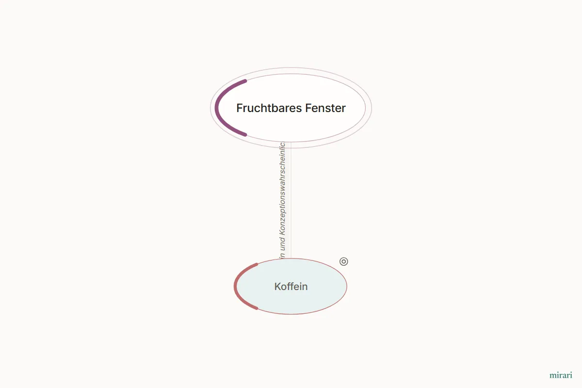 Ausschnitt aus der Starter-Map Kinderwunsch-Basisnetz: Koffein und die direkt verbundenen Knoten